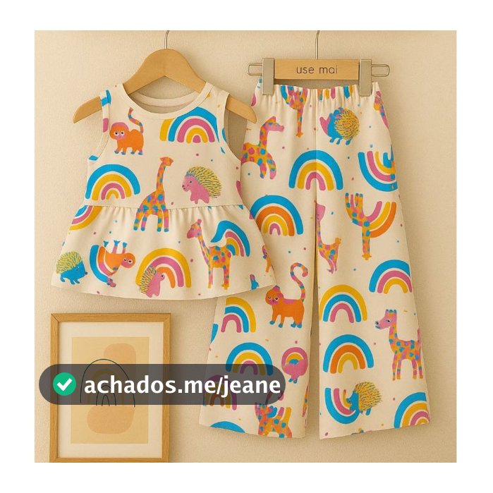 Roupa Infantil Menina Festa 2 anos a 12 anos - Blusa Babado + Calça Foral Pantacout