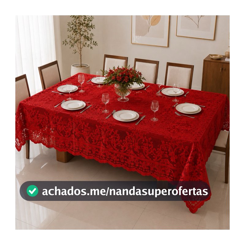 Toalha de Mesa Renda Grossa 2,30m para 6 Cadeiras Decoração Elegante e Sofisticada