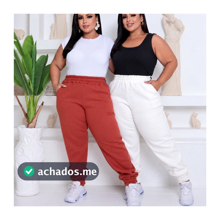 Kit 2 Calça Moletom Flanelada Feminina Plus Size Confortável