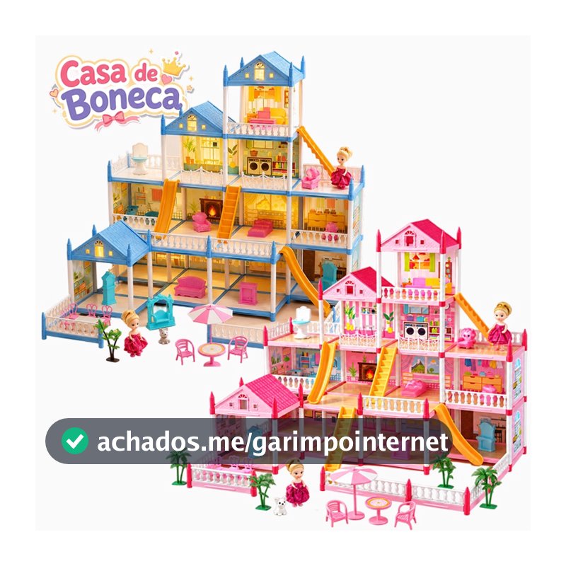 (Luz) Casa Casinha de Boneca DIY Castelo da Doll House Princesa Casa de brincar luxuosa para meninas