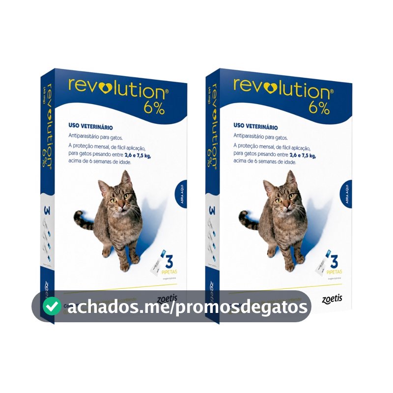Antipulgas Revolution Gatos 2,6kg A 7,5kg - 3 Pipetas-  2 Un