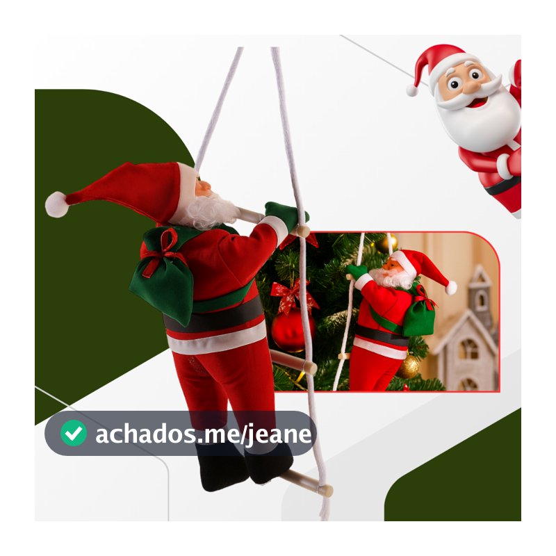 Papai Noel Decoração de natal Escalando Escada Enfeite Natalino Para Arvore de natal Casa 45 cm