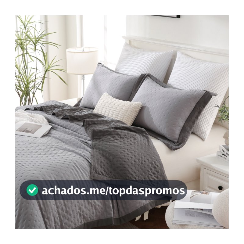 Kit Cobre Leito Colcha Paris 300 fios Dupla Face Porta Travesseiro Aba Americana King Queen Casal