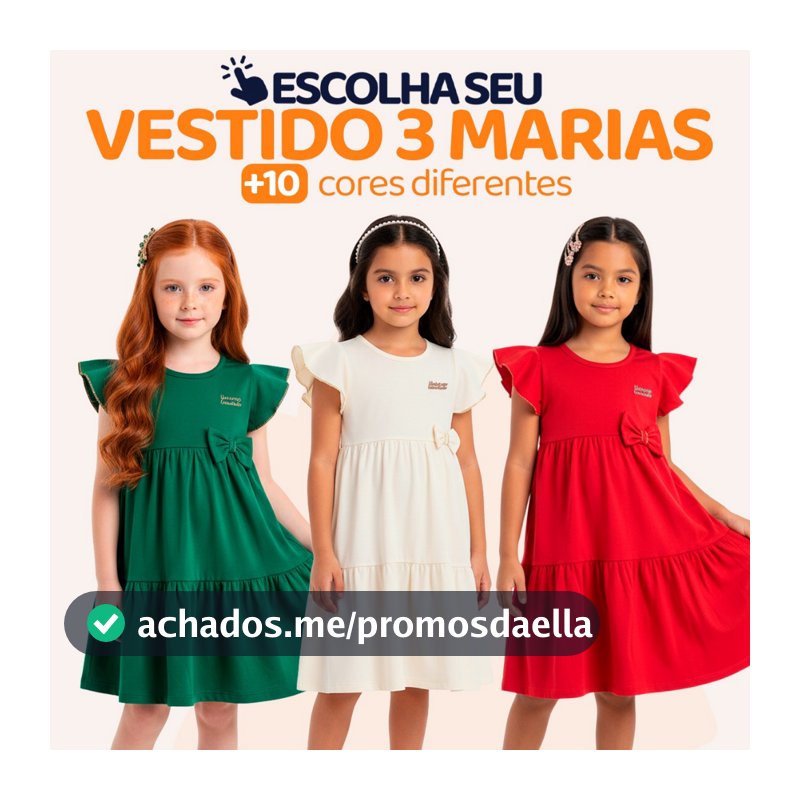 Escolha Seu Vestido 3 Marias Roupas de Menina Infantil 100% Algodão Vestido de Criança Confortável l12