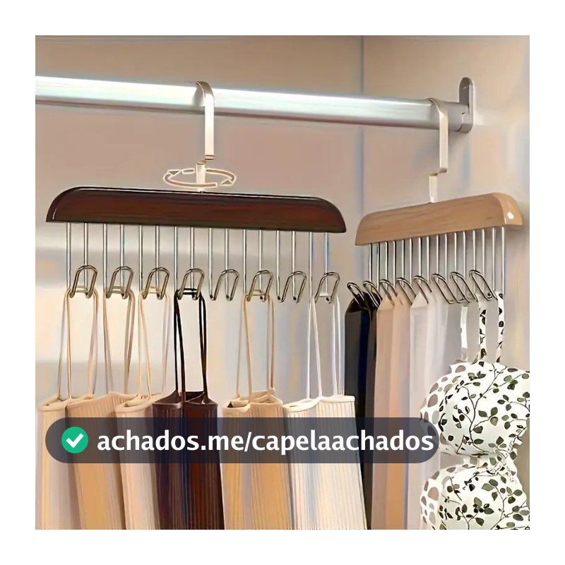 Cabide De Madeira Ondulado Multifuncional De Pendurar Roupas e Utensílios Com 8 Ganchos