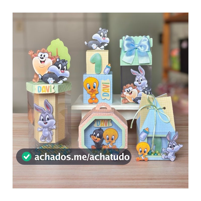 Kit Caixas Personalizadas Luxo – Baby Looney Tunes | Lembrancinhas para Festas e Aniversários