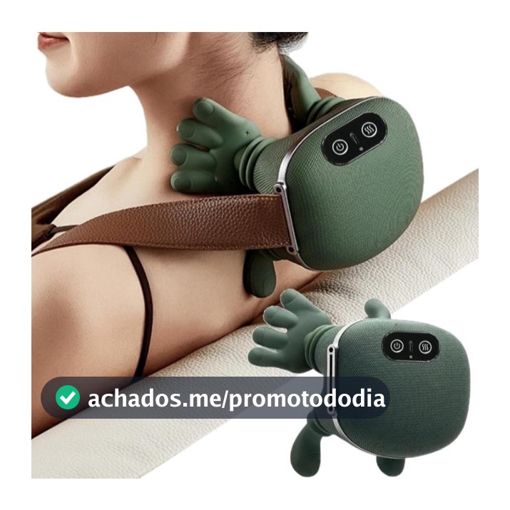 Massageador de Pescoço e Ombros Portátil 3D Com Calor Relaxante Massagem Profunda