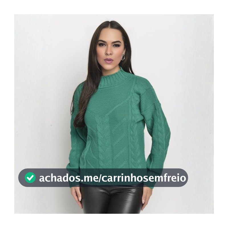 Blusa Feminina Tricot Casaco Manga Longa Com Detalhes em 3 Tranças Tendência Suéter Lã Modal