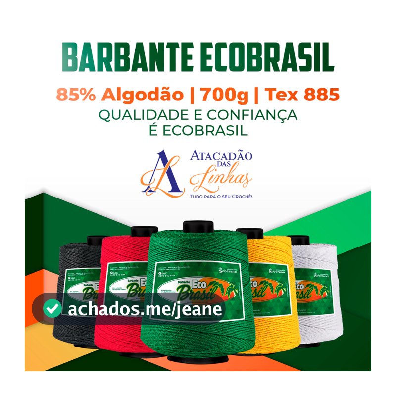 Barbante Eco Brasil 6 Fios 700g - Crochê Artesanato Tricô Macramê Amigurumi Não Desbota - OFERTA VÁLIDA ATÉ DOMINGO