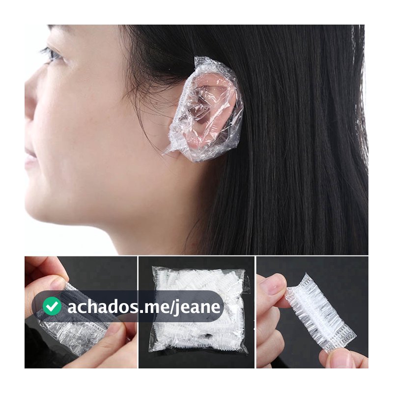 50 / 100pçs Protetor De Orelhas De Banho De Uma Peça Transparente Descartável À Prova D 'Água