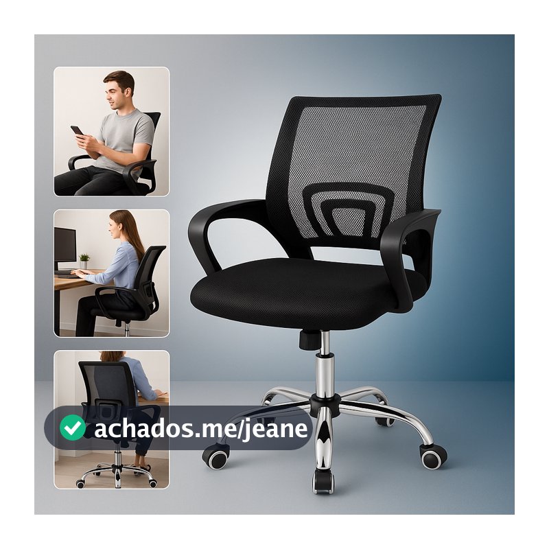 Cadeira de Escritório Ergonômica Giratória Confortável I Ajuste Altura I Home Office Encosto em Mesh Estudo I Executiva