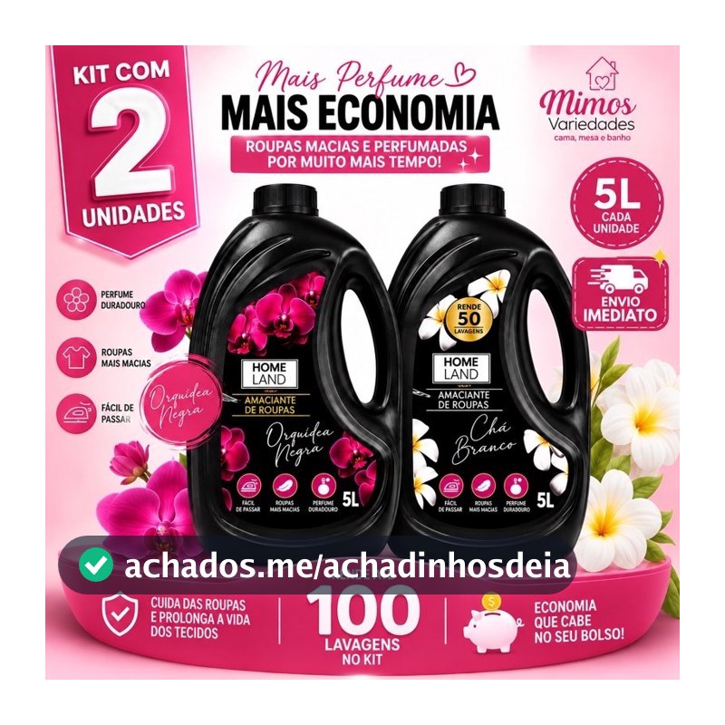 AMACIANTE DE ROUPAS LIQUIDO 5 LITROS PERFUME DURADOURO, FÁCIL DE PASSAR E ROUPAS MACIAS