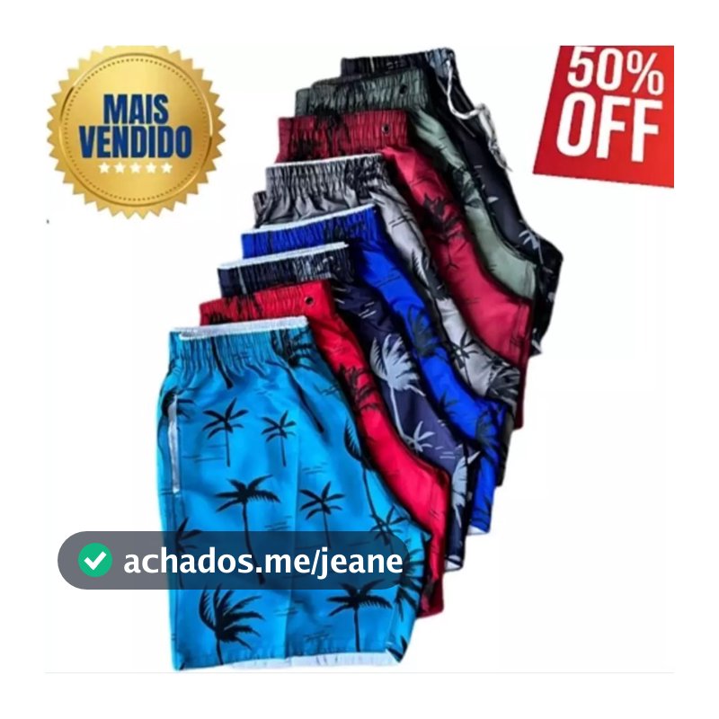 3 Short Masculino Tactel Moda Praia Verão - Envio Rápido
