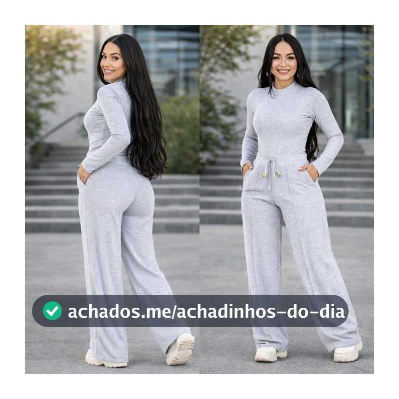 Conjunto de Lãnzinha Cropped Manga Longa e Calça Inverno