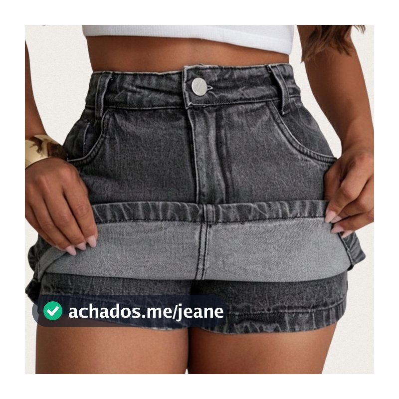Short Saia Jeans Preto Feminino Versátil Para Dia a Dia e Noite