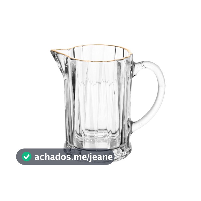 Leiteira Jarra de Vidro Cristal Radial com Fio de Ouro 290ml Lyor