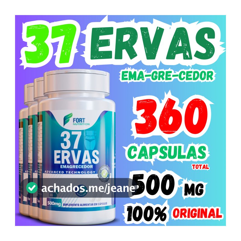 Suplemeto 37 Ervas  – abacateiro,cha verde,carqueja,chapeu de couro, jambolao | 120 cápsulas