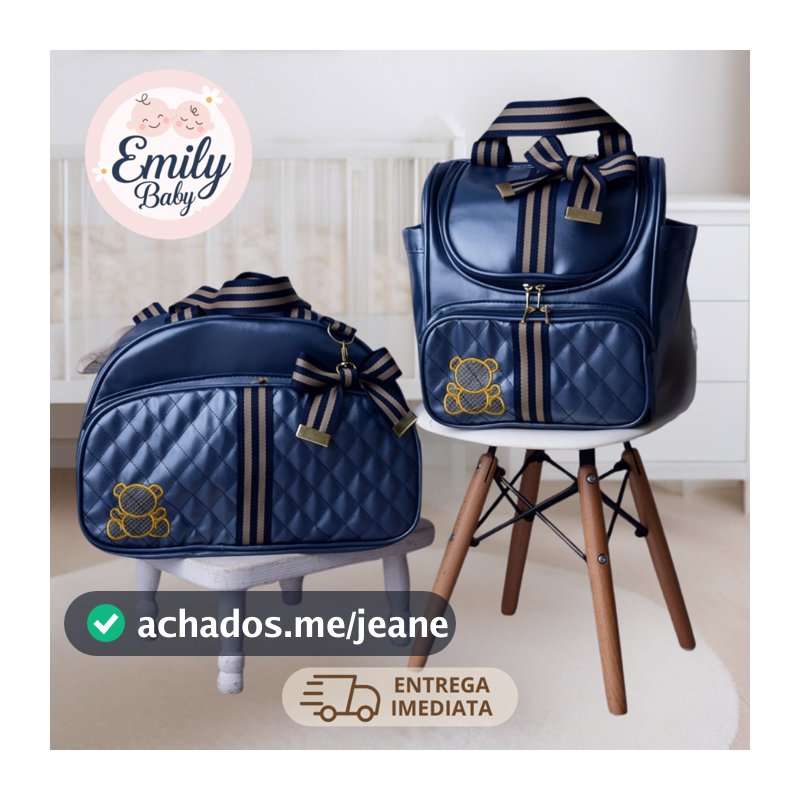 kit Mochila e Bolsa Maternidade Mamãe Bebê Ursinho Impermeável Multifunção