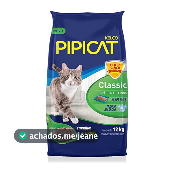 Areia Higiênica Pipicat Classic Grãos Mais Finos 12 kg