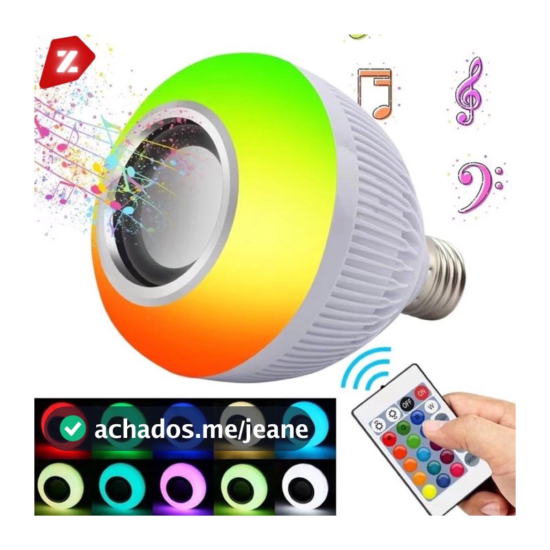 Lampada Bluetooth De Led Caixa De Som C Controle Rgb 12W