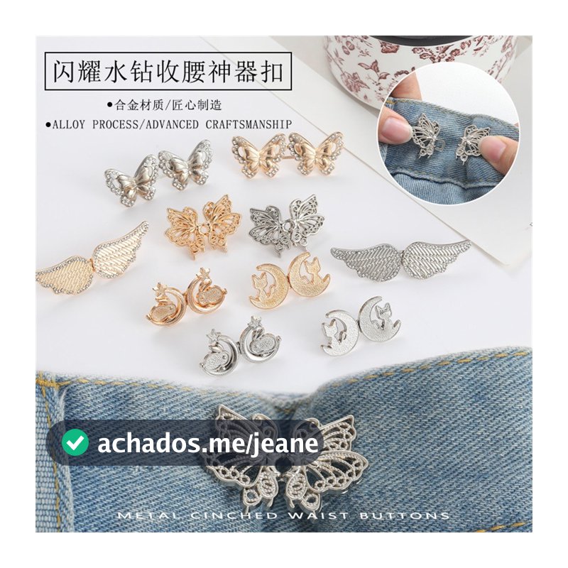 Oco Borboleta Asas Fivela De Cintura Liga Ajustável Jeans Ajustador Clipe Pino Prendedor Mudança Tamanho Ajuste Apertado