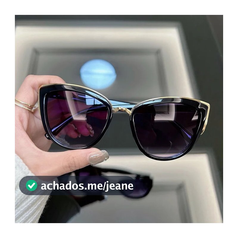 Óculos De Sol Feminino Preto Vintage Estilo Olho de Gato UV400