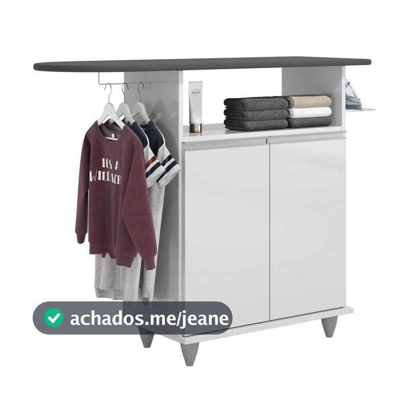 Tábua de Passar Com Balcão 2 Portas Carla Branco - Lumil