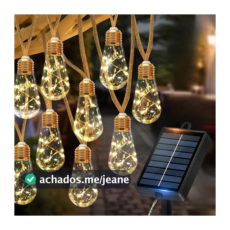 Cordão Luzes Solares Decorativas 16 Lampadas – Encante Seus Momentos ao Ar Livre com Brilho e Magia