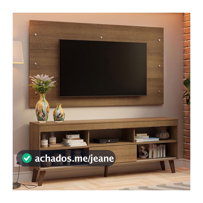 Rack com Painel para TV até 65 Polegadas com Pés Rustic Texas Madesa