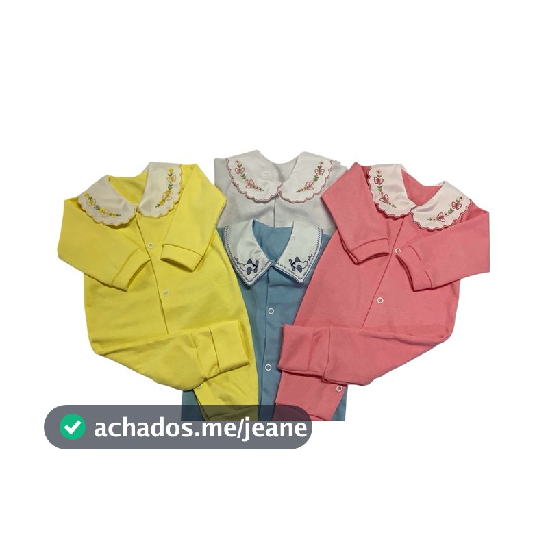 Macacão Bebê Luxo – Gola Bordada + Pé Reversível - Conforto e Elegância