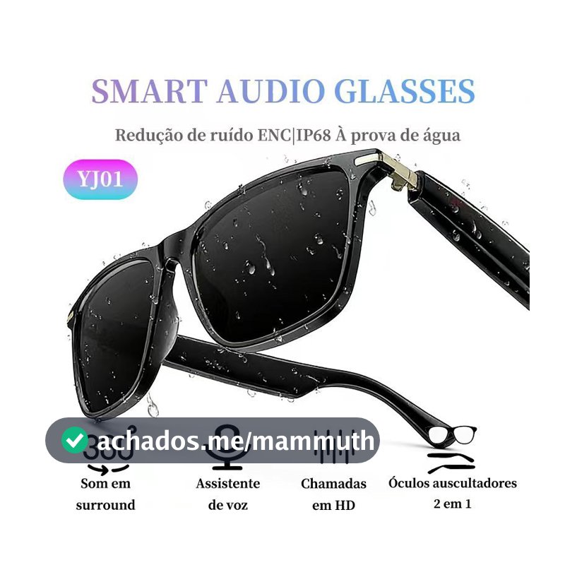Óculos musica bluetooth antirruido esporte Inteligentes YJ-01  Ip68 2026 oculos de Sol e sem grau