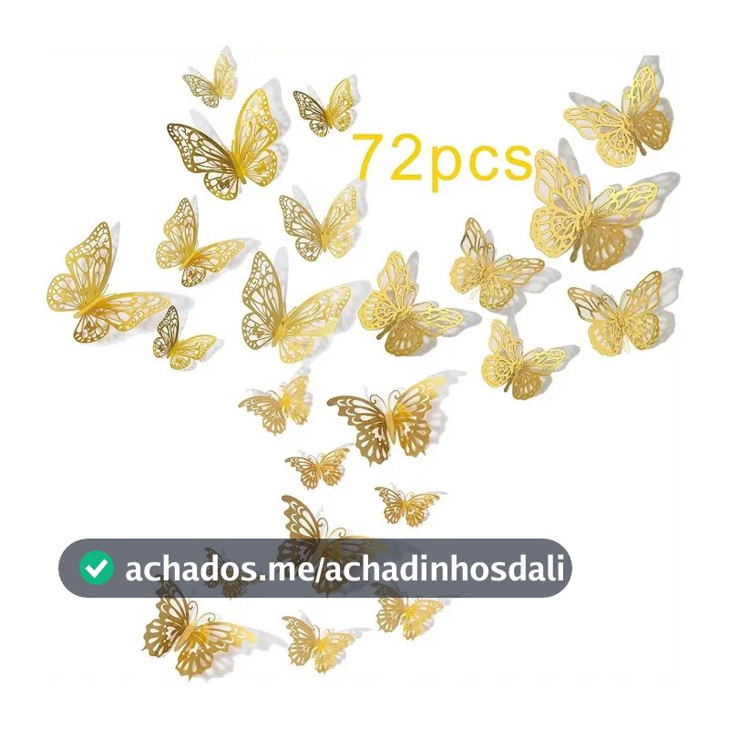 Kit 72 Borboletas Decorativas Artificial 3D para Decoração de Parede Festa Balão Bexiga Jardim
