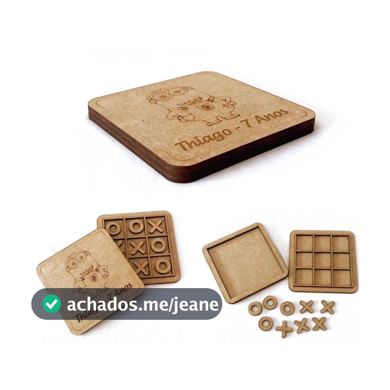Kit Jogo da Velha Personalizado em MDF Lembrancinha Aniversário Infantil