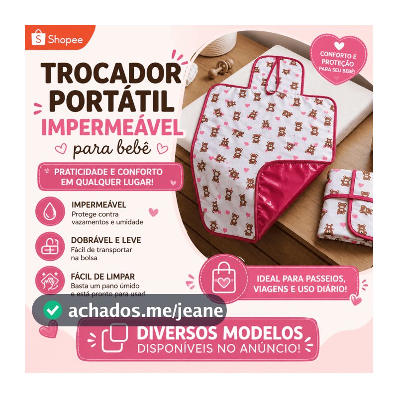 Trocador portátil impermeável estampado 80 x 45cm super compacto fácil limpeza envio rápido