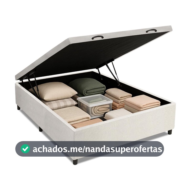 Cama Box Baú Base Casal para Colchão de 1,38m Branco Prince