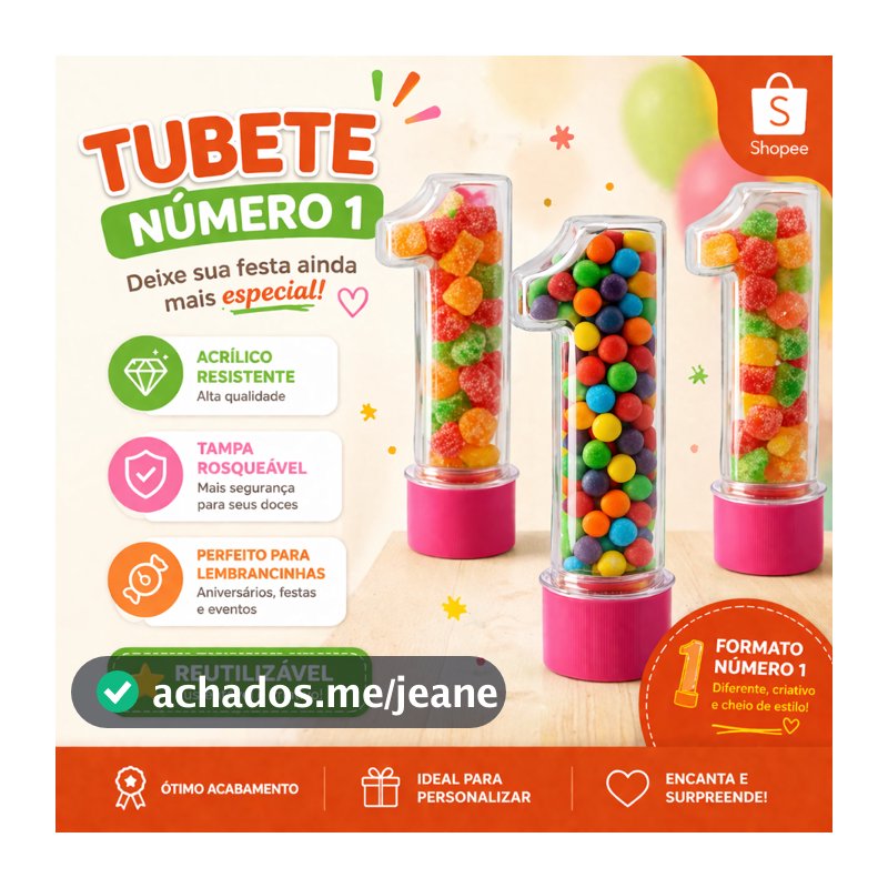 20 Tubete Número 1 Lembrancinha Festa Infantil 1 Ano Aniversário Personalizavel