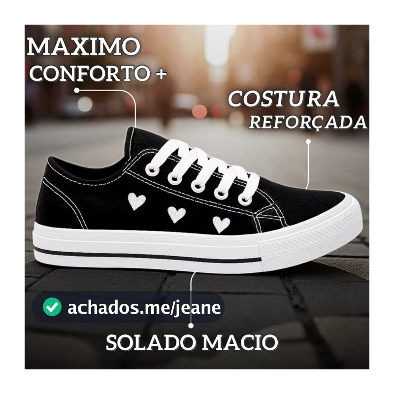 Tênis casual Feminino Coração Leve e Confortável Dia dia