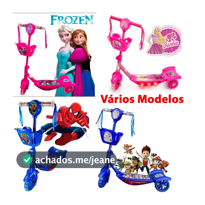 Patinete Infantil Homen aranha De 3 Rodas Com Musica Com Cesta E Luz Promoção