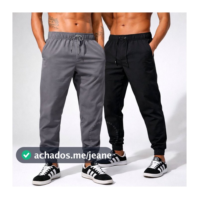 Kit 2 Calça Jogger Masculina Tactel com Elastano Academia Treino Fitness Slim Dry Fit Esportiva Leve