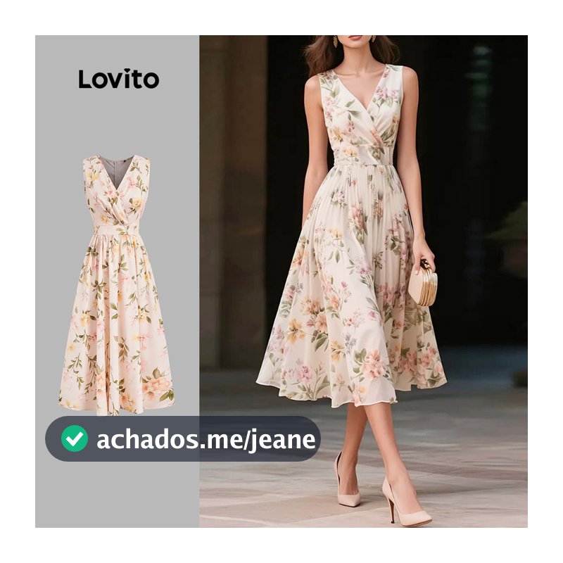 Lovito Elegante Vestido com Babados para Primavera/verão para mulheres L154ED406