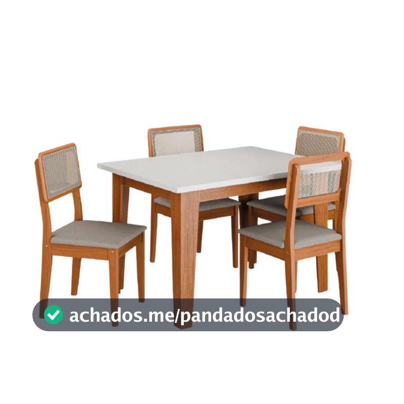 Conjunto Sala de Jantar Mesa Miami 1,20m 4 Cadeiras Santiago Dobuê