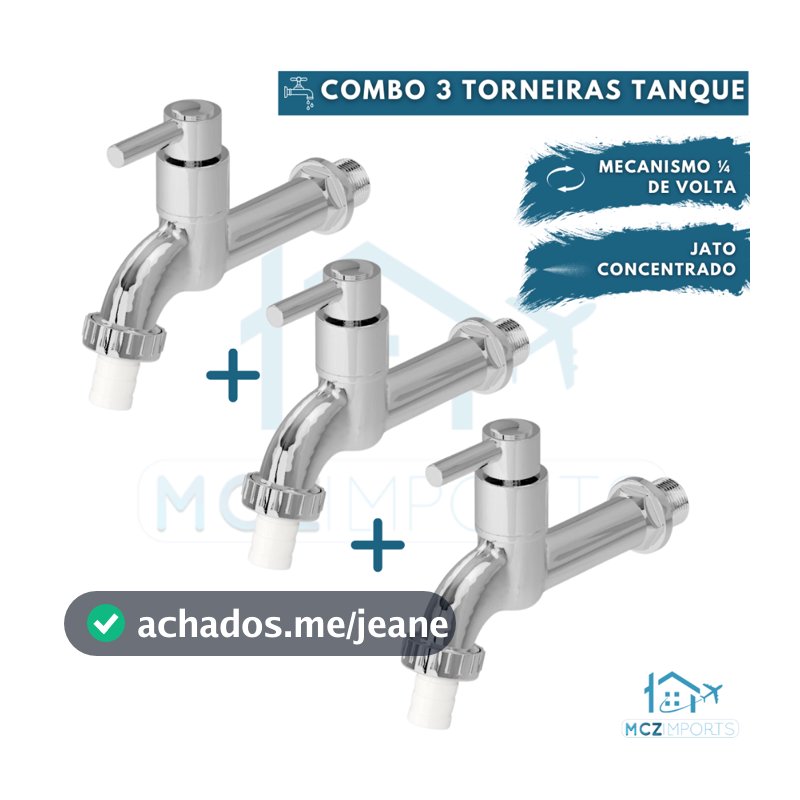 Kit 3 Torneira Tanque e Máquina de Lavar Jardim Lavanderia Área Externa
