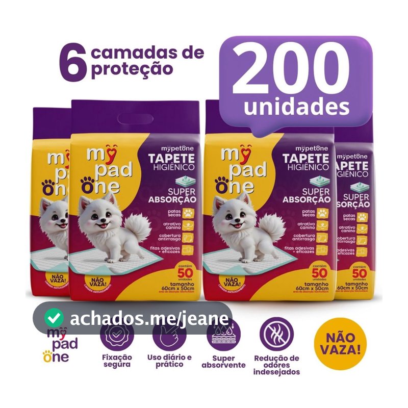 Tapete Higiênico Premium Slim para Caes MyPadOne 60x50 cm Ultra Absorção Envio Imediato - 50 a 200 Unidades