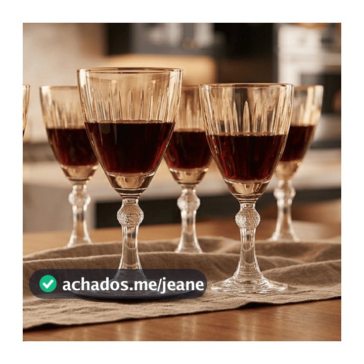 Jogo 6 Taças  Dominic Cristal Âmbar Com Borda Dourada 275ml  Hauskraft