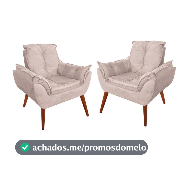 Kit 02 Poltrona Opala Decorativa Sala Quarta Suede Premium Várias Cores Para Amamentação, Recepção
