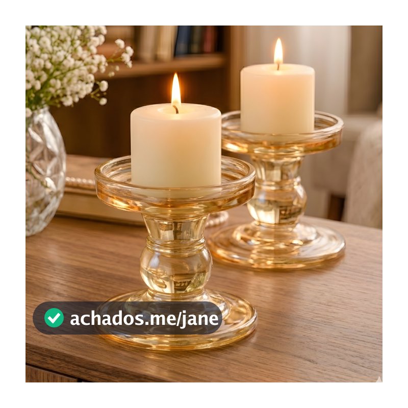Castiçais de Vidro Porta Vela Enfeite Decoração Âmbar - elegante luxo decoração requinte velas