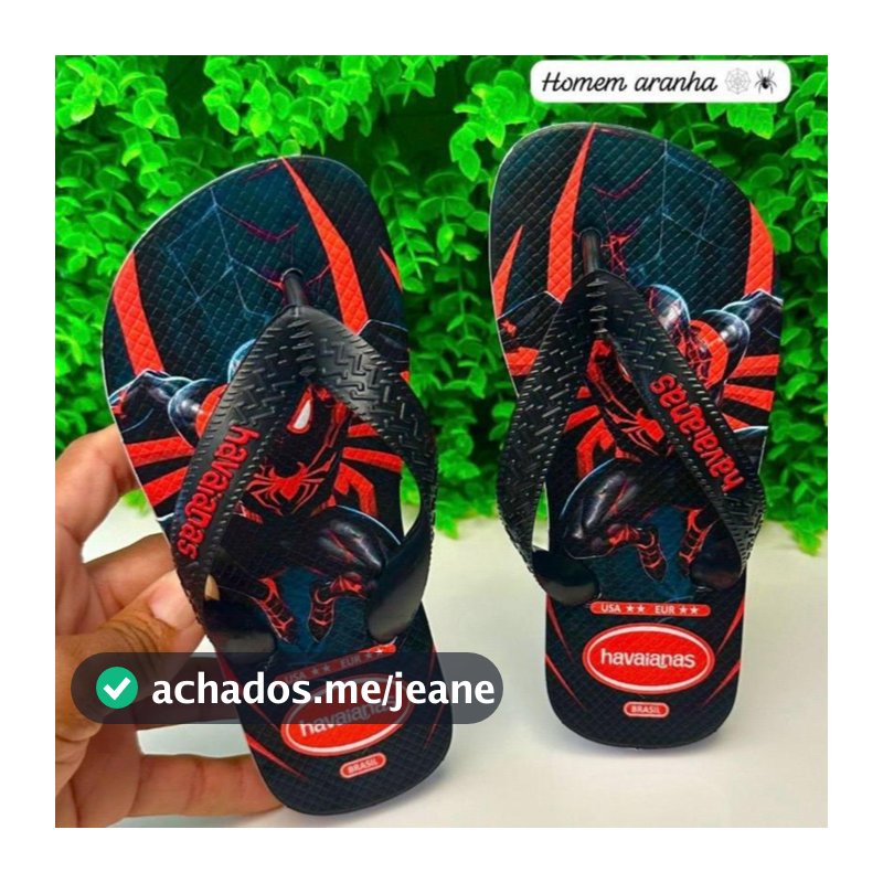 Chinelo Infantil Homem-Aranha Preto Vermelho Antiderrapante Confortável