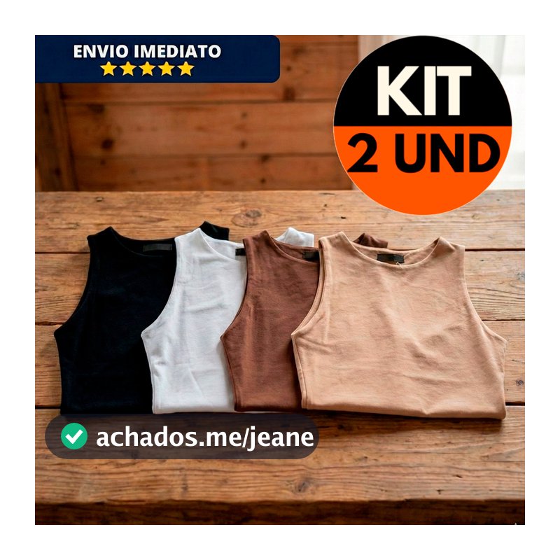 KIT 2 Regata Blusinha Feminina Suplex Duplo Básica Elegante Moda Blogueira Tendencia Gringa DiaaDia