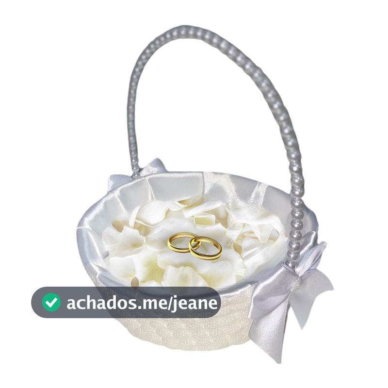 Cesta Florista De Daminha Para Casamento Branca com Pérolas