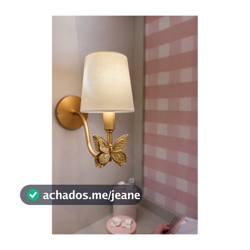 Arandela Luminaria Parede Borboleta Dourado